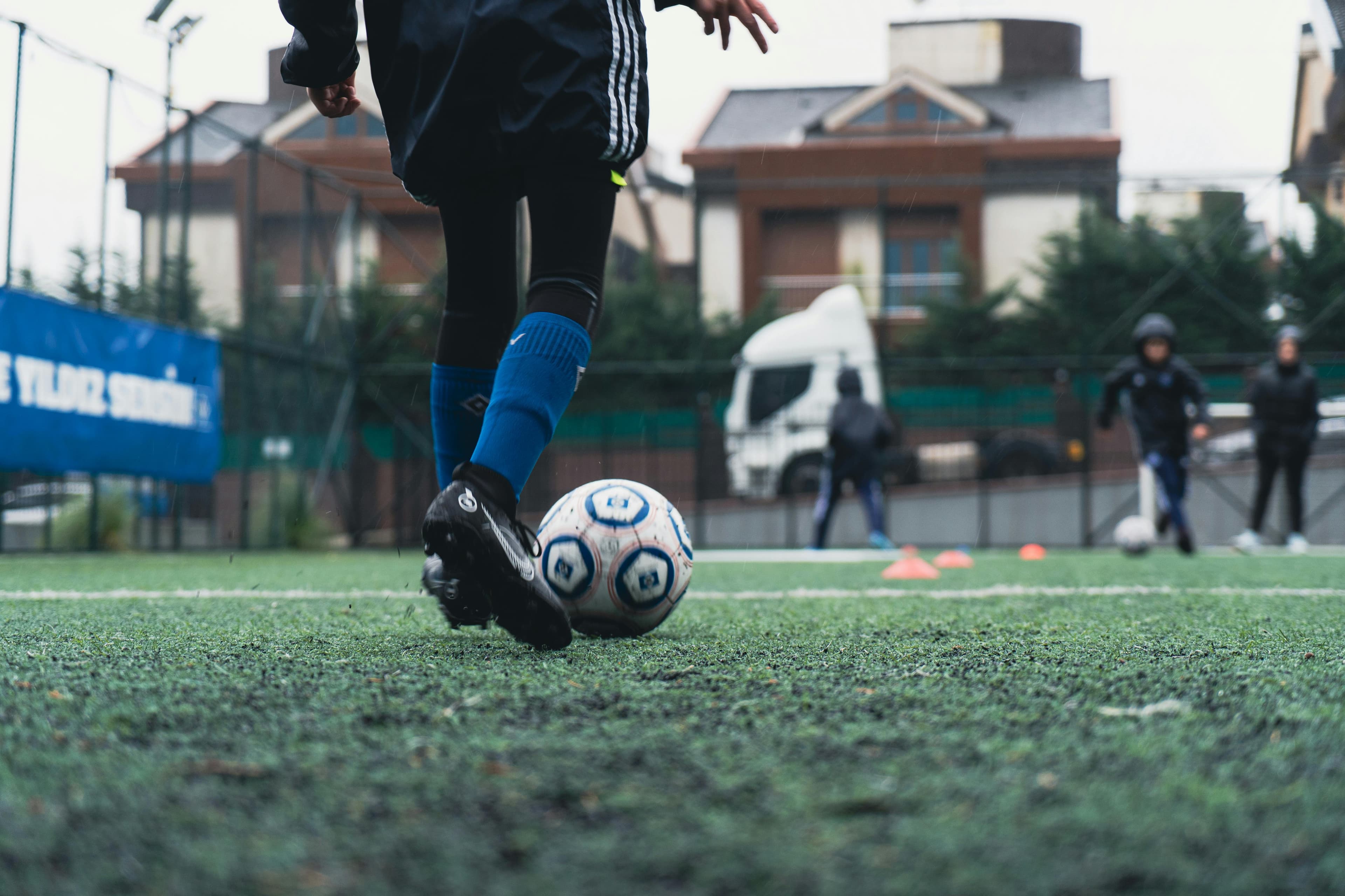 Young soccer players working on fundamentals in Winnipeg