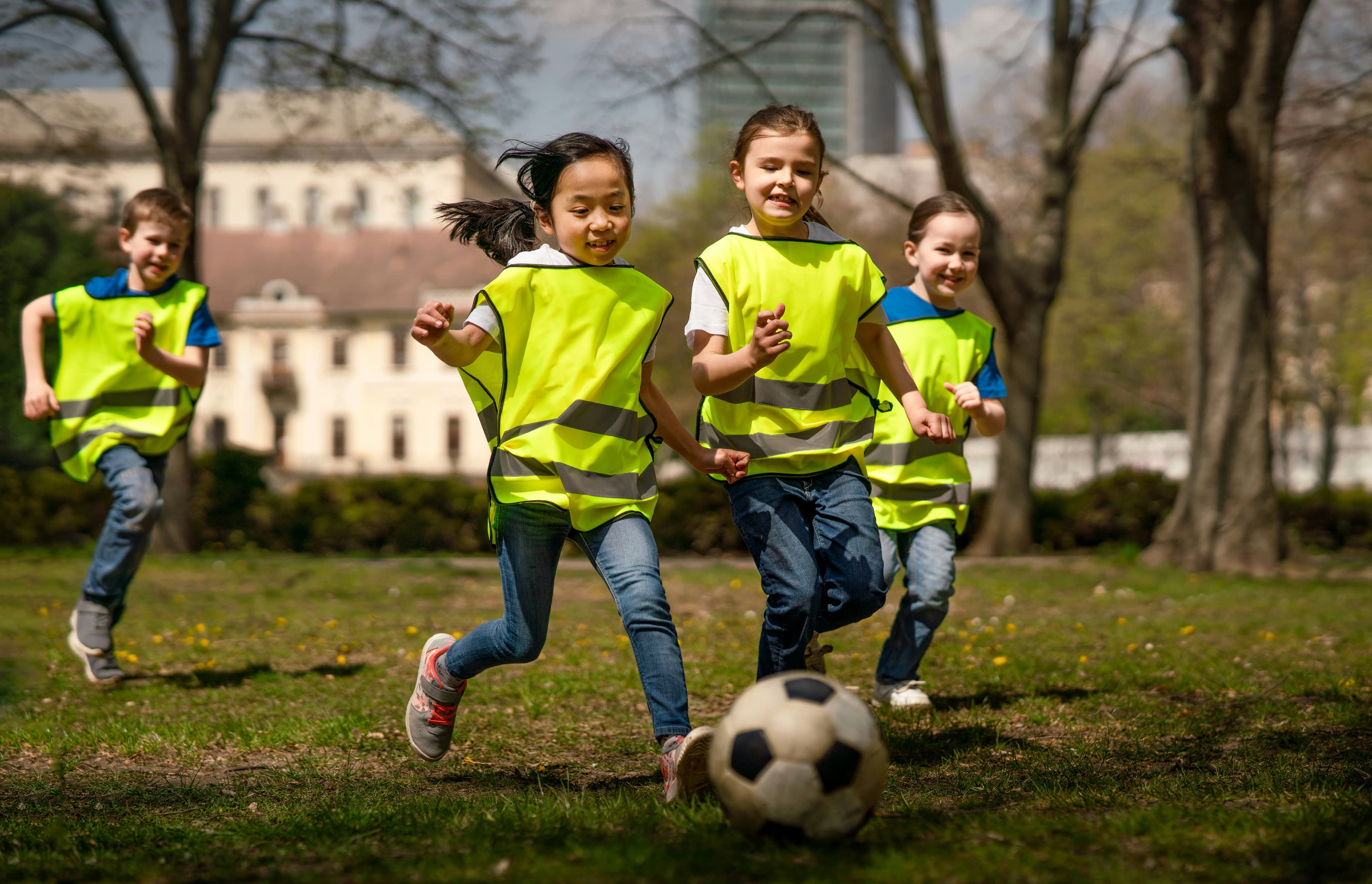 Youth athletes playing soccer in Winnipeg